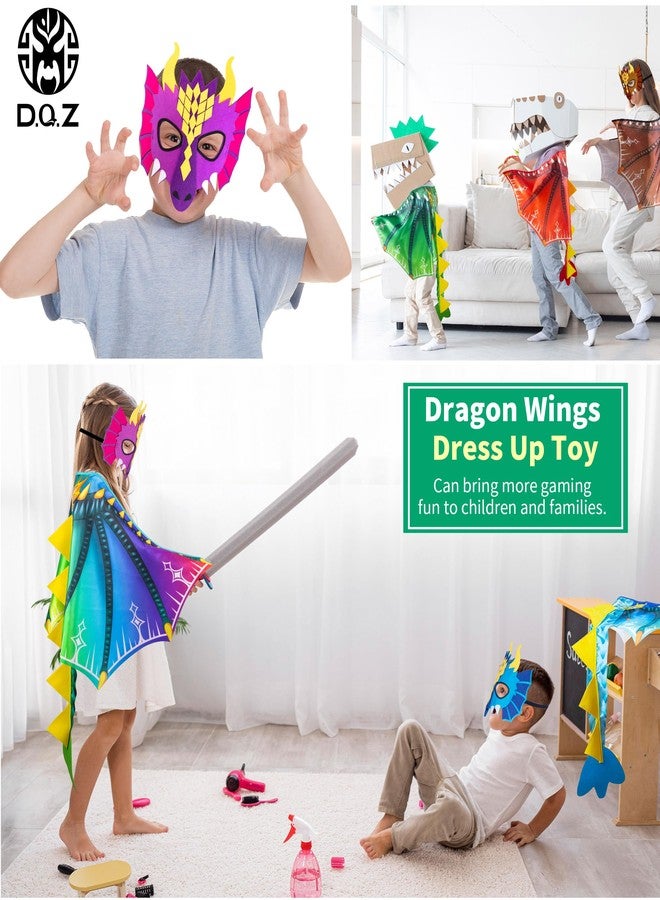 D.Q.Z Toddlers Dinosaur-Dragon-Wings Costume for Kids with Mask, Dino Cape Boys Dress Up Birthday Party Toys Gifts (Rainbow) - Image 3